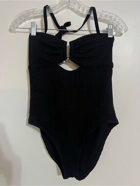 New with tags Shade & Shore Black Textured One-Piece Swimsuit